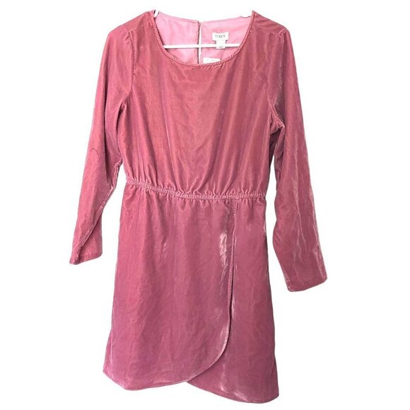 J. Crew Dresses & Skirts - NEW J. Crew Velour Dress Velvet Feel Faux Wrap Tulip Hem Long Sleeve Size 4 NWT